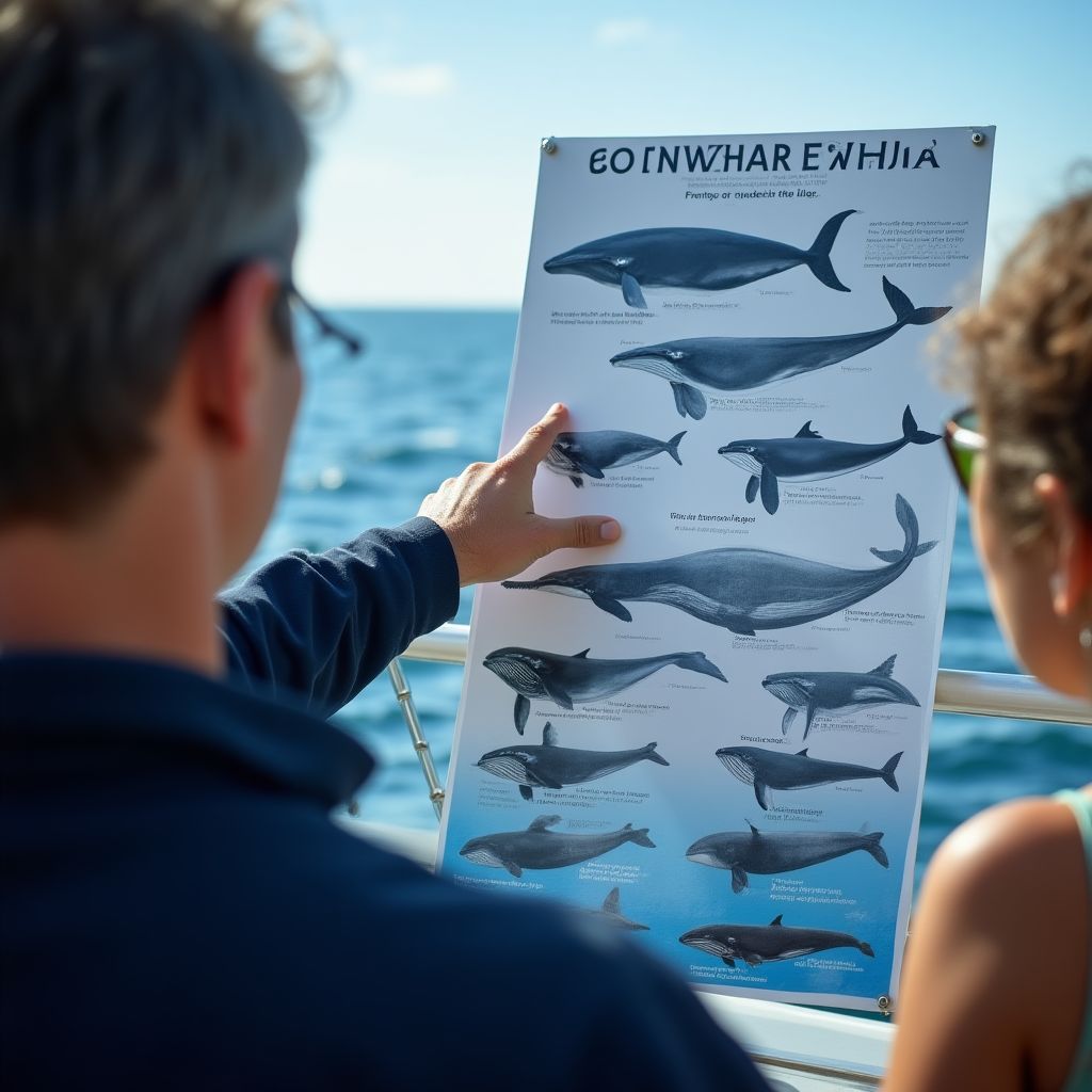 A marine biologist explaining whale behavior to guests.