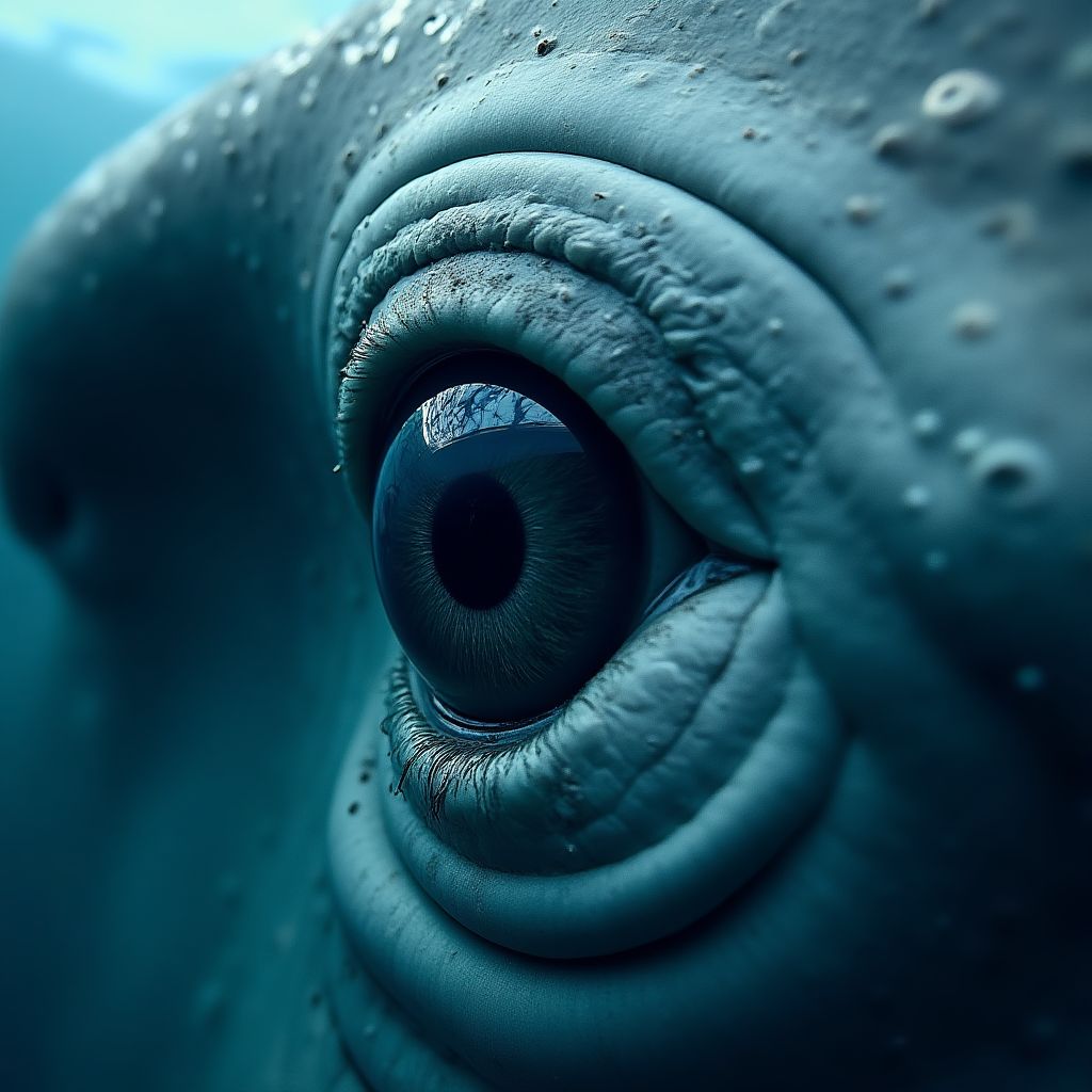 A close-up shot of a whale's eye.